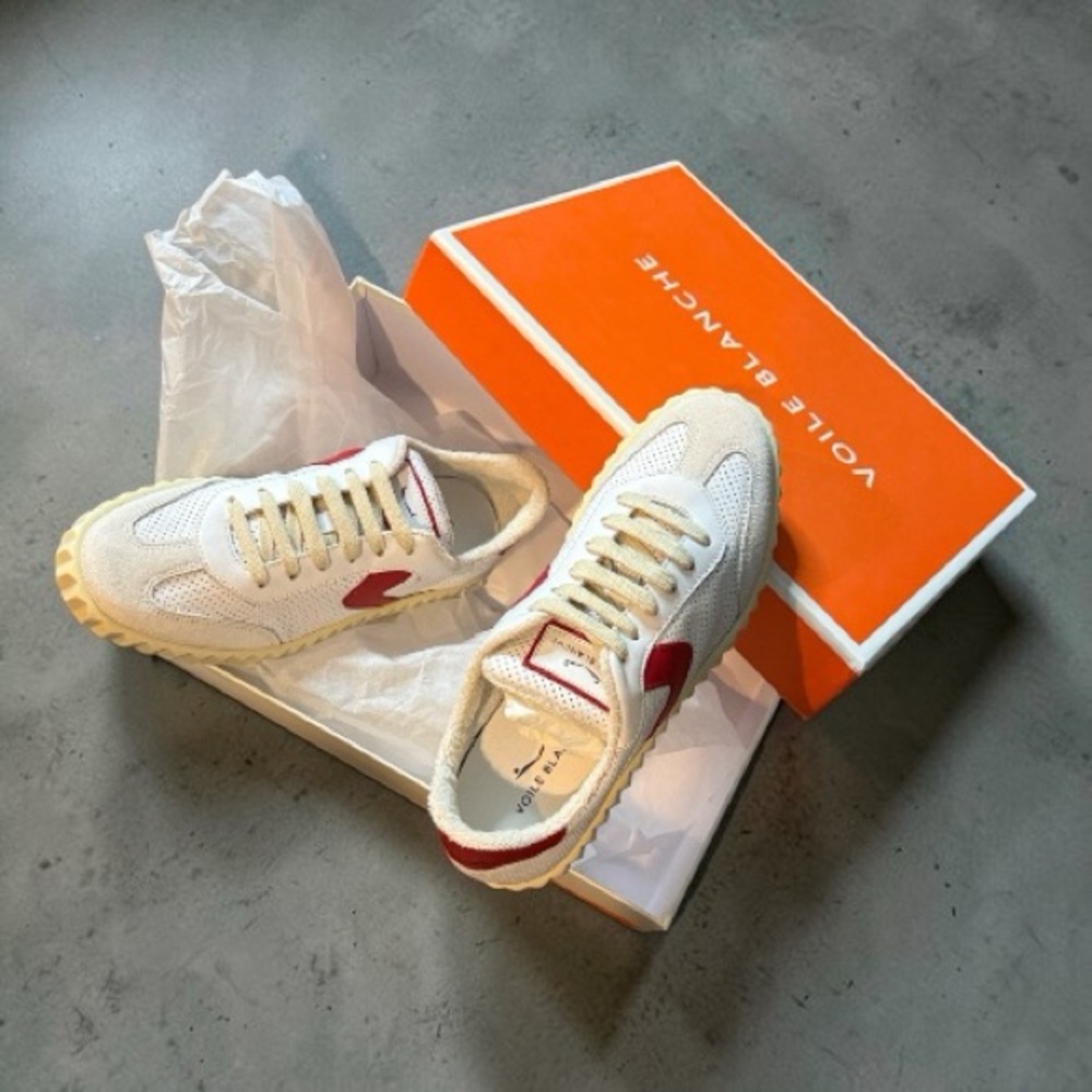 Voile Blanche INES MESH SUEDE/CALF Sneakers White Red Size 36 NIB